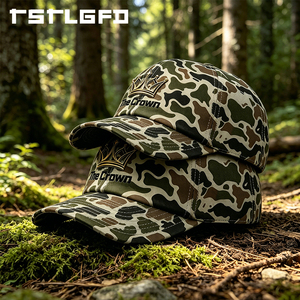 Custom Logo 6 Panel <b>Camo</b> Baseball <b>Cap</b> Wholesale Bulk Rubber Patch Curved Brim Hat Structured Manufacturer - Product Image 4