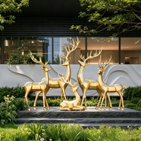 Sculpture de cerf grandeur nature en fibre de verre Quncan, statue d'élanch en résine pour la décoration extérieure des parcs, des places publiques et des paysages commerciaux