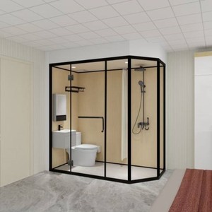 Unité de salle de bain préfabriquée avec douche intégrée, unité de salle de bain modulaire de luxe pour hôtel - Product Image 4