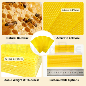 New MengerBee Wholesale Beeswax <b>Foundation</b> Sheets-100% Natural Custom Size/Weight 5.4mm/4.9mm Cell Size Yellow Commercial - Product Image 3
