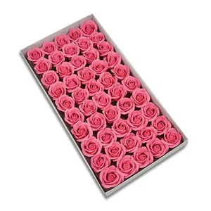 Cheap artificial Flowers 4.5cm Ruby Red Soap Rose Head Wedding birthday party Decoration Christmas Gift Bouquet