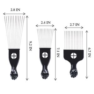 Peigne à <span class=keywords><strong>cheveux</strong></span> en métal noir à picots, en acier inoxydable, avec logo personnalisé, peigne afro pour hommes noirs, vente chaude - Product Image 2
