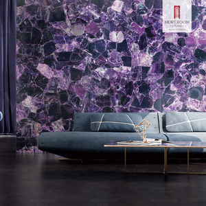 Dalle en pierre frittée de fluorite cristalline artificielle violette 2700x1200mm pour salon et extérieur, antidérapante - Product Image 3