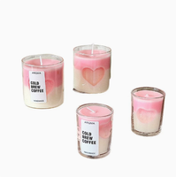 Bougie parfumée artisanale Lovsens en forme de cœur rose, parfum café glacé, arôme de café latte, décoration d'intérieur, aromathérapie