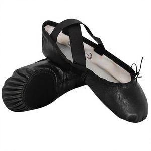 Zapatillas de Ballet Negras para Mujer Baifa Dancin, Parte Superior de Cuero Dividido, Suela Original, Correa Cruzada, Zapatillas de Baile de Cuero de Alta Calidad - Product Image 2
