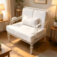 Ensemble de canapés en tissu avec structure en fer torsadé, fauteuil individuel et canapé 3 places, style Mid-Century Modern, mobilier de salon pour salle de sport, centre commercial, villa, vente en gros