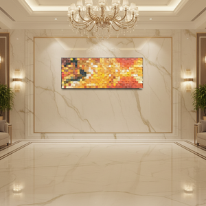 Art mural en bambou 3D mosaïque fait main, motif feuille verte, décoration d'anniversaire Art Déco, personnalisable OEM - Product Image 3