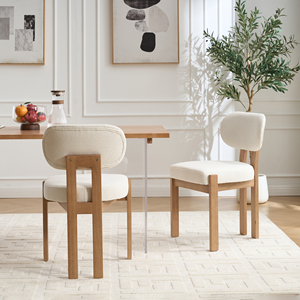 OE HOME Ensemble de 2 chaises de salle à manger en bois, modernes, convertibles, avec revêtement en tissu écologique, pieds en bois massif, pour la maison - Product Image 6