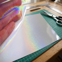 Feuilles autocollantes holographiques transparentes en PET, imperméables, pour lamination, étiquettes, artisanat, emballage, vente en gros