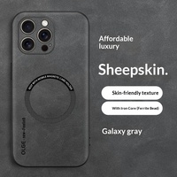 Coque de téléphone pour 17 Pro Max, Style Ins, magnétique, texture en cuir, respectueuse de la peau, housse de protection en peau de mouton