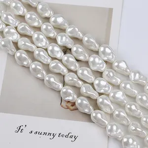 Zhuji vente en gros 10*15mm perles de nacre forme baroque chaîne de perles pour la fabrication de bricolage