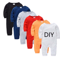 Combinaison pour bébé fille INBEJA, automne, tricotée en coton peigné 190 g/m², adorable, personnalisée, body pour nouveau-né, imprimé, manches longues, barboteuse à boutons
