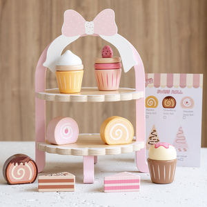2026 jouets éducatifs précoces <span class=keywords><strong>pour</strong></span> enfants en bois nourriture semblant jouet en bois Dessert boutique jeu filles drôle gâteau vente boutique jouet - Product Image 6