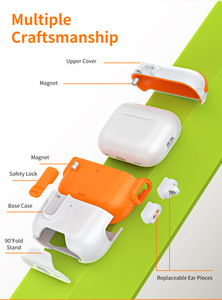 Étui mignon pour <span class=keywords><strong>AirPods</strong></span> <span class=keywords><strong>Pro</strong></span> 3, nouveau, avec interrupteur de verrouillage sécurisé, en TPU et PC, antichoc, protection pour écouteurs avec support de téléphone pour <span class=keywords><strong>AirPods</strong></span> 4 - Product Image 5