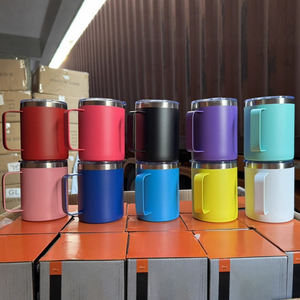 แก้วกาแฟแบบพกพาผนังสองชั้นขนาด 12/14/24 ออนซ์ พร้อมโลโก้สั่งทำพิเศษ แก้วน้ำสแตนเลสขนาด 16 ออนซ์ พร้อมหูจับและฝาปิด - Product Image 3