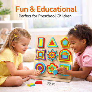 Puzzle Geometrico Colorato Montessori, Giocattoli in Legno Sensoriali per Bambini, Educazione Precoce, Giocattoli Educativi STEM per Bambini - Product Image 3