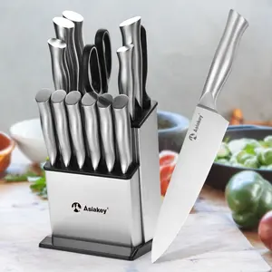14 adet yüksek karbon profesyonel mutfak oyma paslanmaz çelik bıçak takımı ile bıçak bloğu