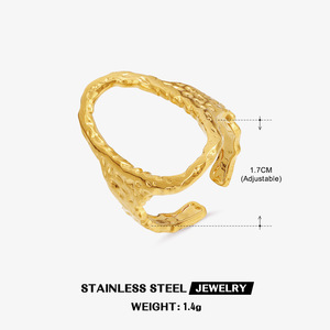 Anillos ovalados de acero inoxidable para mujer, anillo de acero inoxidable geométrico simple hueco, bisutería ajustable, venta al <span class=keywords><strong>por</strong></span> <span class=keywords><strong>mayor</strong></span> - Product Image 5
