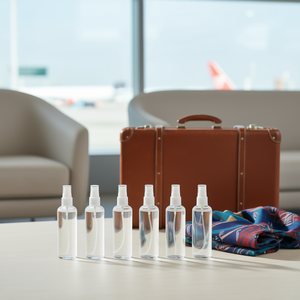 10 botellas pulverizadoras de plástico transparente de 100 ml con tapa blanca para uso cosmético en viajes - Product Image 2