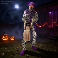 Clown d'Halloween grandeur nature, accessoires animés, corps mobile, animatronique, décoration de maison hantée, décoration de jardin, extérieur, OEM, sur mesure, vente en gros