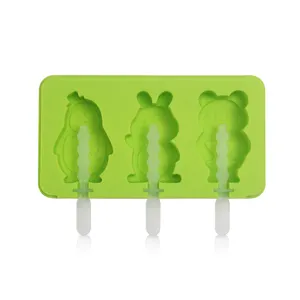 Molde de silicona con forma de animales para helado, molde de dibujos animados con cubierta
