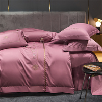 Broderie 100% coton hôtel linge de lit fendu roi housse de couette et taie d'oreiller chinois soie housse de couette