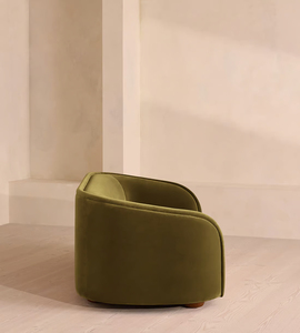 Sofá de dos plazas con estilo moderno tapizado cómodo para sala de estar con brazo curvo de terciopelo verde oliva Retro - Product Image 4