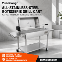 Barbecue au charbon de bois portable moderne en acier inoxydable avec table latérale et moteur, sans fumée, pour la cuisine en plein air et le camping