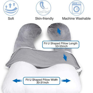 Grossesse en forme de U corps taie d'oreiller housse de coussin seulement velours remplacement Fit 55*31 pouces maternité corps oreiller pins couverture - Product Image 3