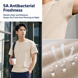 Camiseta Transpirable de Protección Solar Sorona Antibacteriana 5A de 240 g/m² de Color Sólido con Logotipo Personalizado - Product Image 4