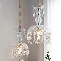 Lustre en cristal Vintage français Lampe suspendue en verre de luxe Moderne Médiéval Romantique Porche Chevet Allée de luxe Fenêtre flottante
