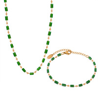 Ensemble de bijoux en pierres de cristal pour femmes, collier et bracelet tendance pour le bureau, vente en gros