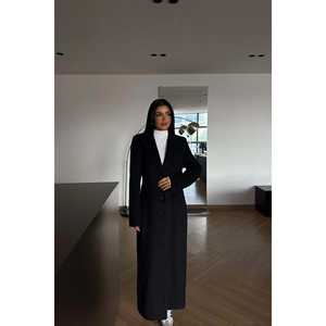 Blazer noir pour femme à simple boutonnage avec boutons décoratifs, longueur longue, tailles XS-XL, trench respirant - Product Image 3