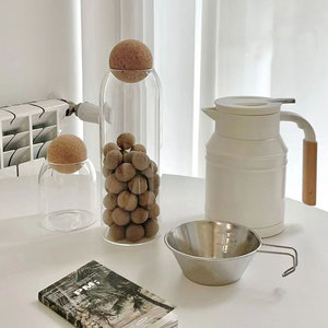 Boule de liège pot en verre sans plomb avec couvercle, réservoir de stockage de bouteilles boîtes de thé scellées céréales bocaux de stockage transparents café contient - Product Image 4