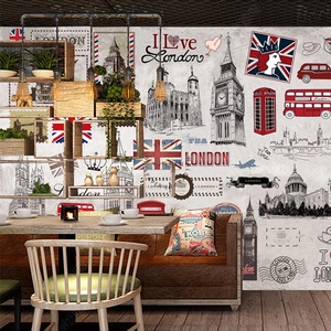 Carta da parati murale in stile Vintage britannico per caffè pub autoadesiva - Product Image 5