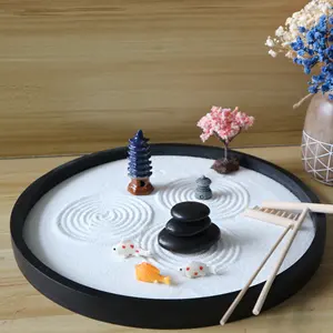 DIY 하우스 안뜰일본식 마른 풍경 모래 테이블 빈티지 트레이 장식 모래 테이블 모델 수제