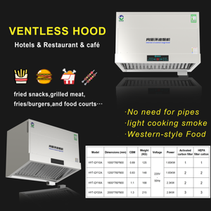 Hotte de cuisine sans conduit pour petits espaces avec filtration d'air intégrée pour café, restauration rapide et cuisine légèrement frite - Product Image 4