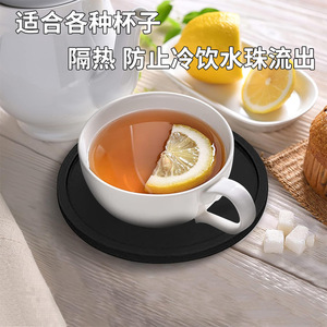 Silicone Coaster Round Honeycomb Anti-Slip For <b>Drinkware</b> Protection And Decoration Black And Gray Minimalist Style - Product Image 1