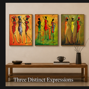 Arte de Pared en Lienzo con Figuras Africanas Inspiradas en el Estilo Vintage, Impresiones Coloridas y Alargadas para Decoración de Interiores de Sala de Estar, Pasillo u Hotel - Product Image 4