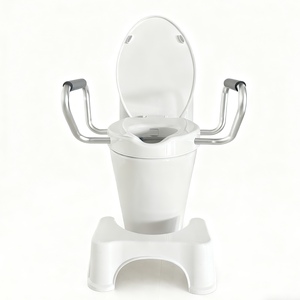 Abattant de toilette <span class=keywords><strong>surélevé</strong></span> blanc avec accoudoirs rembourrés pour toilettes allongées - Product Image 2