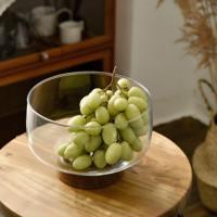 Bol à fruits en verre borosilicaté écologique avec bord doré et couvercles en bois Plateau de service à pied pour le salon ou la réception