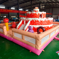 Nouvelle structure gonflable Delilai en PVC, thème gâteau d'anniversaire, avec toboggan aquatique et sec, qualité commerciale, service de location, certifiée CE