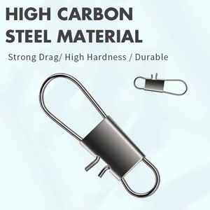 ALPHA  Connecteur de ligne de pêche en acier à haute teneur en carbone avec émerillon rotatif à 4 voies et agrafe de verrouillage - Product Image 5