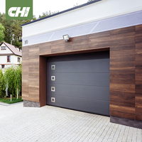 Puerta de Garaje Seccional de Acero 16x8, Panel Negro Liso, Aislamiento de Espuma de PU, Acabado Impermeable, Moderna, Residencial, Comercial, OEM