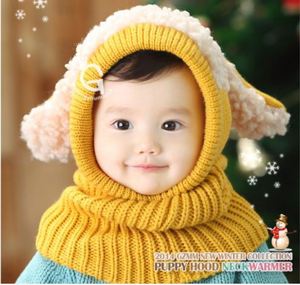 قبعات شتوية دافئة للأطفال مصنوعة يدويًا من الصوف المحبوك على شكل كلب لطيف مع وشاح لتدفئة الأذنين - Product Image 3