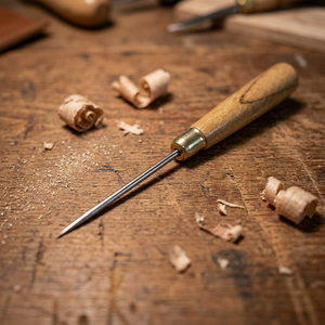 DK-671 DANKING Poinçon de tailleur avec manche en bois et protection de pointe |   Outil de couture et de réparation artisanal en fil d'acier, fabriqué à Taïwan - Product Image 4
