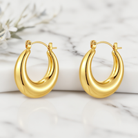 Boucles d'oreilles pendantes rondes creuses classiques et tendance en acier inoxydable plaqué or 18 carats