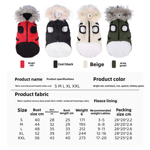 Cappotto Invernale per Cani con Cappuccio e <span class=keywords><strong>Fodera</strong></span> in Pile, Giacca Calda Antivento e Impermeabile Imbottita in Cotone per Animali Domestici - Product Image 5