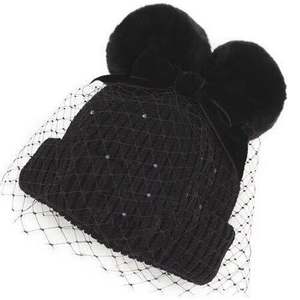 Nouveau chapeau d'hiver chic pour femmes chaud et extensible tricoté avec <span class=keywords><strong>de</strong></span> grandes boules <span class=keywords><strong>de</strong></span> fourrure chapeau <span class=keywords><strong>de</strong></span> ski épais voile <span class=keywords><strong>de</strong></span> <span class=keywords><strong>maille</strong></span> pour le voyage - Product Image 2