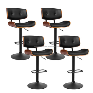 Elegante Taburete Giratorio de Cocina, Silla de <span class=keywords><strong>Bar</strong></span> Ajustable con Base Ancha y Asiento de PU para Hogar, <span class=keywords><strong>Bar</strong></span> y Restaurante, Diseño de Base de 45 cm - Product Image 5